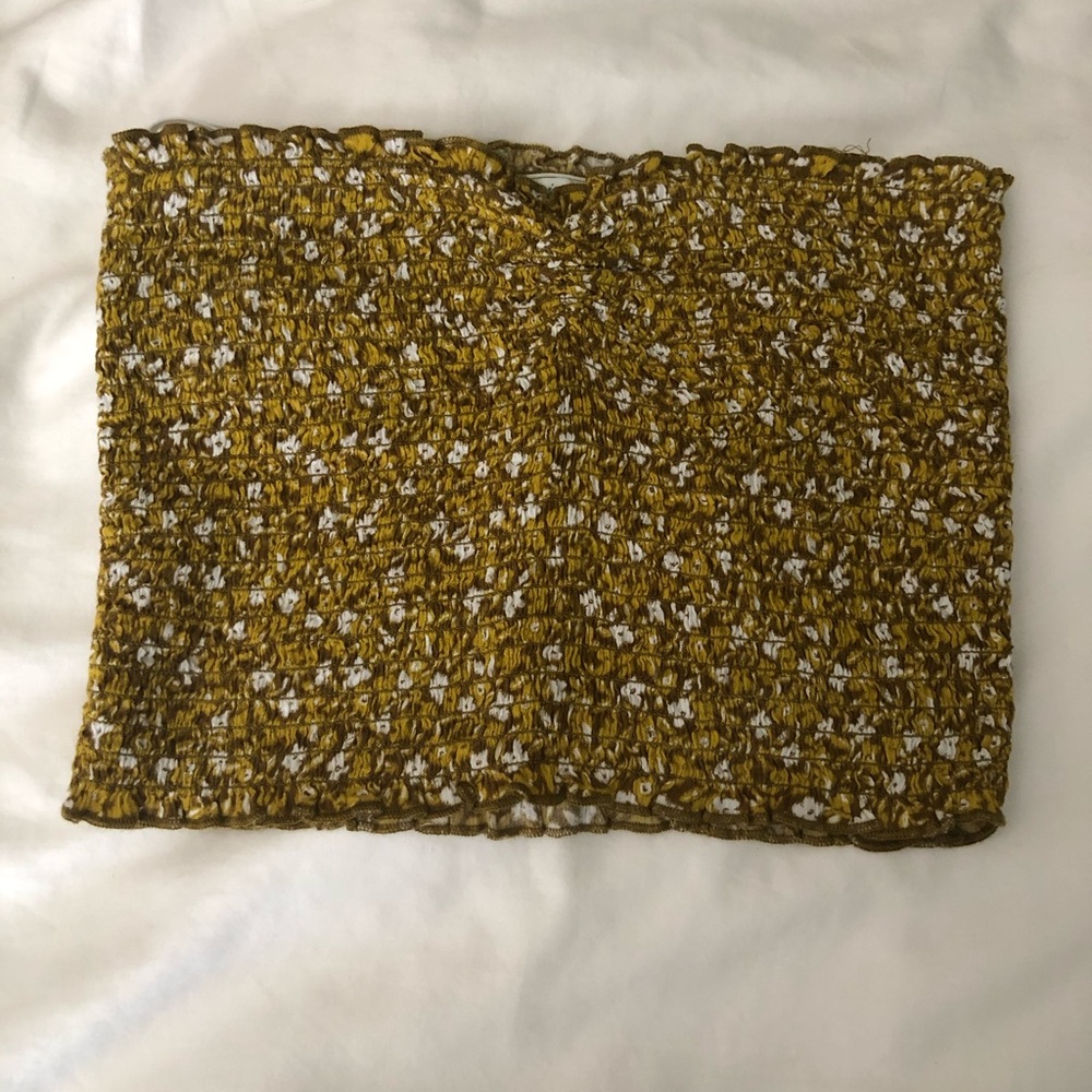 Aerie smocked tube top flower yellow